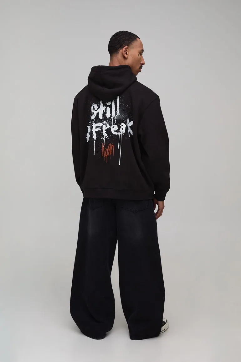 Oversized Korn Freak License Print Hoodie - black - 3