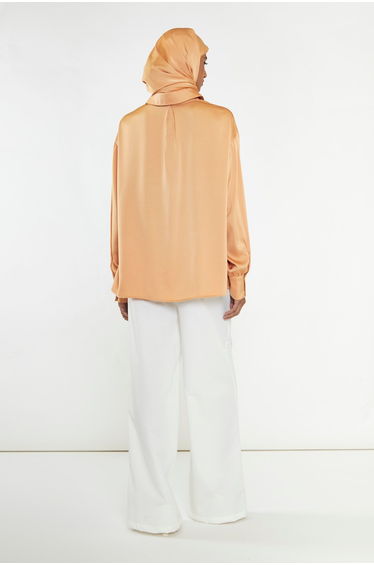 Apricot Satin Long Sleeve Shirt product thumbnail 2