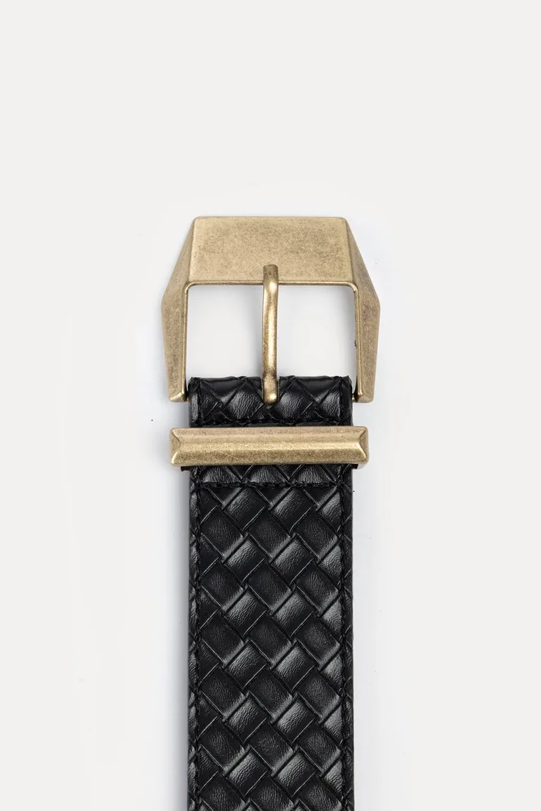 Leather Belt With Gold Buckle - 2