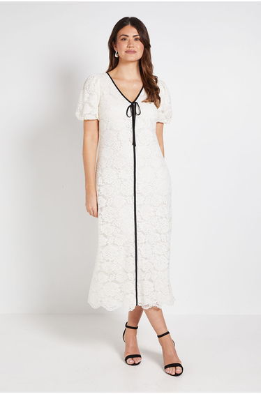 Lace Contrast Column Dress