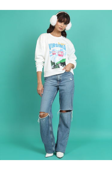 Relaxed Fit Typography Print Sweatshirt