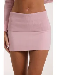 Soft Knit Mini Skirt in Blush - 4