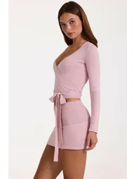 Soft Knit Mini Skirt in Blush - 2