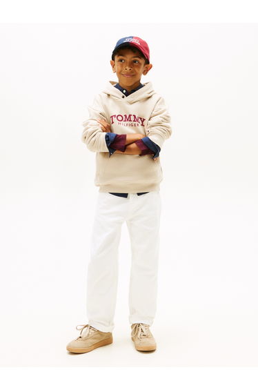 Tommy Hilfiger Boys Monotype Print Hoodie in Beige