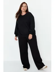 Plus Size Sweatpants - Black - Wide leg - 5
