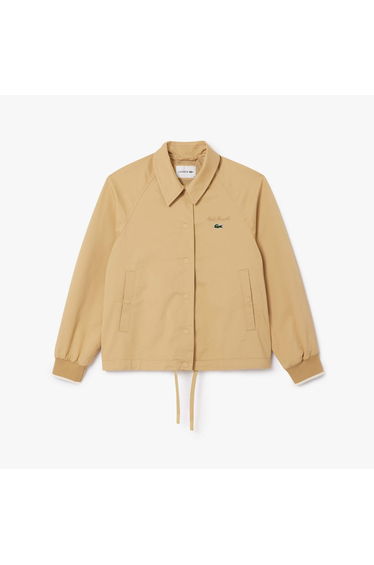 Women's Lacoste Oversized Jacket With Chest Embroidery in Cream