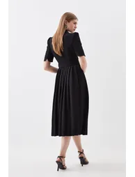 Structured Crepe Forever Pleat Belted Dress - 2