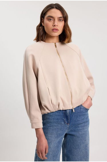 Jersey Scuba Zip Up Bomber Jacket