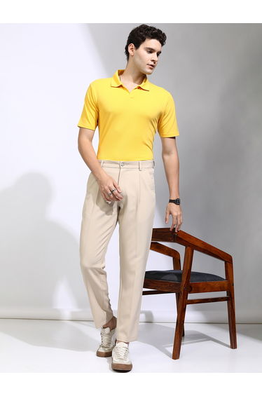 Solid Regular Fit Polo Neck T-Shirt