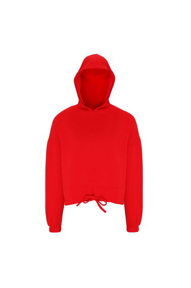TriDri Womens/Ladies Cropped Oversize Hoodie - Fire Red