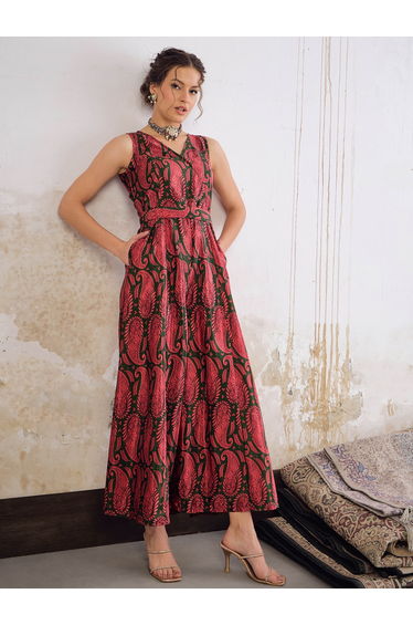 Paisley Print Wide Leg Jumpsuit