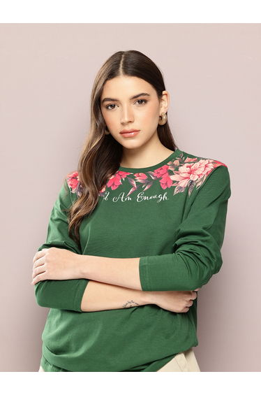 Women Oversized Long Sleeve Printed T-Shirt