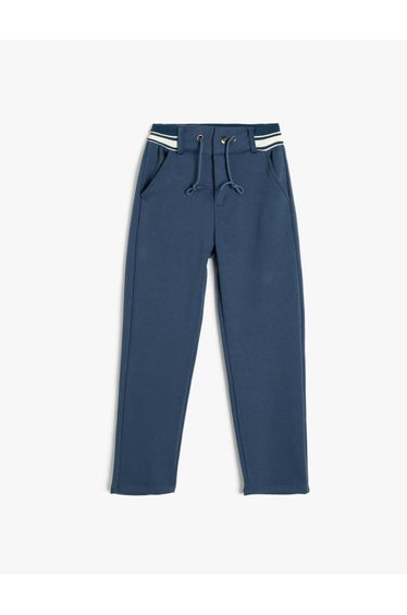 Sweatpants Tied Waist Color Block Cotton