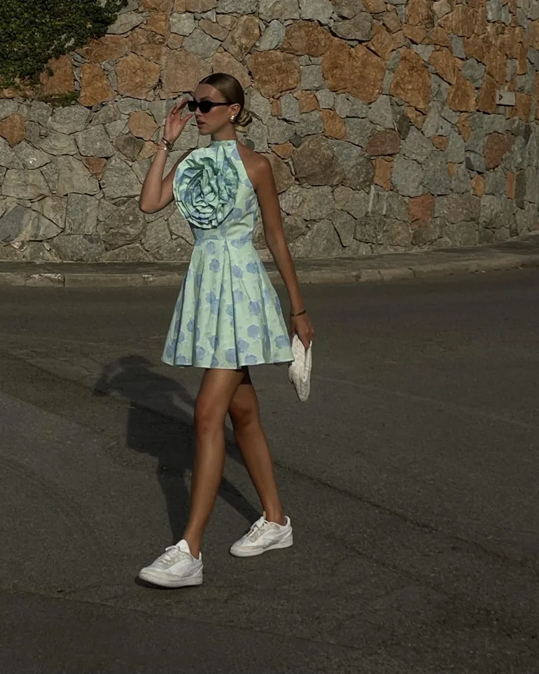 mint blue skater dress Shop Rosie Corsage Skater Mini-Dress -Mint-Blue Floral Online in Oman