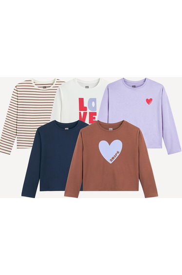 Pack of 5 T-Shirts with Long Sleeves