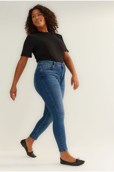 Navy Blue High Waist Skinny Plus Size Jeans