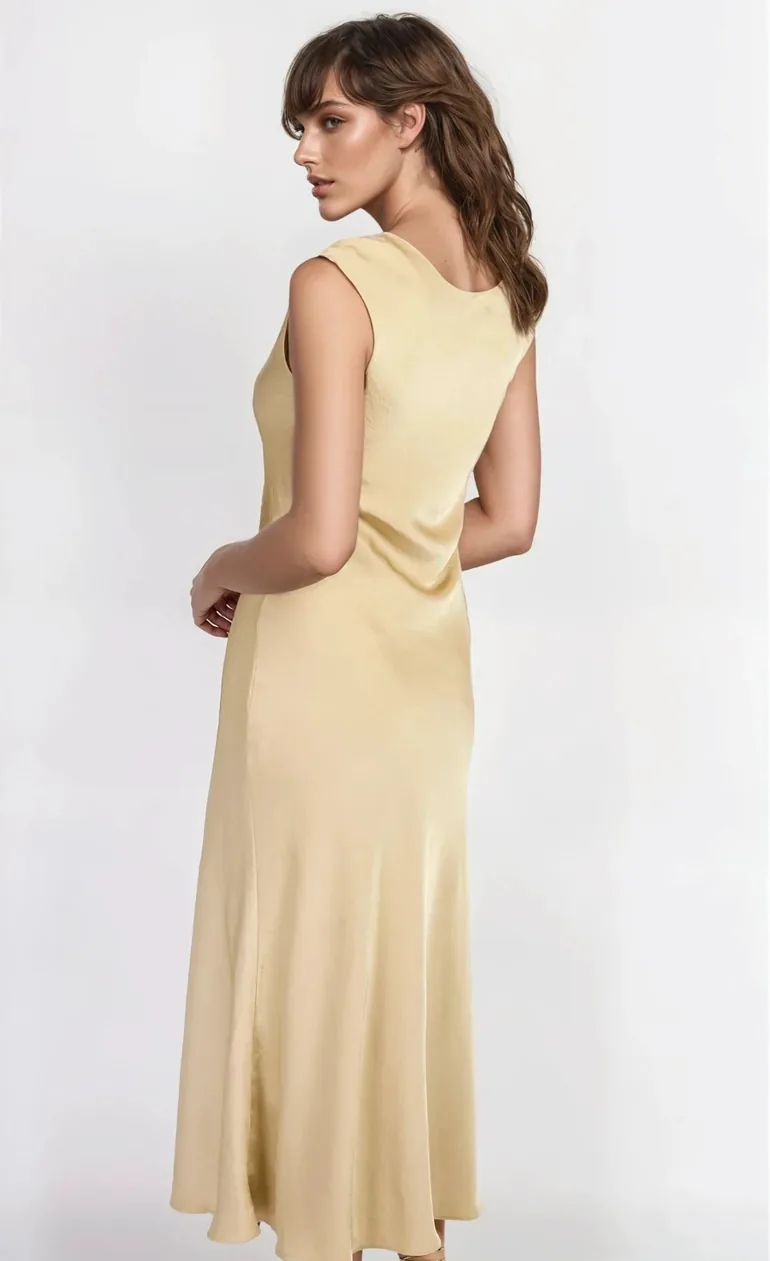 champagne midaxi dress Champagne KarenMillen Petite Tailored Satin Bow Detail Full Skirted Midaxi Dress