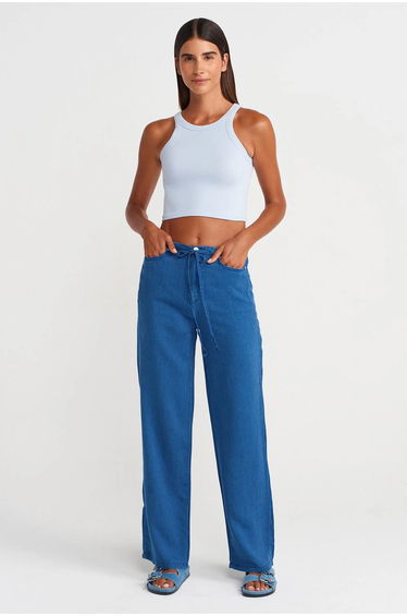 DILVIN Ribbed Cotton-blend Sleeveless Crop Top