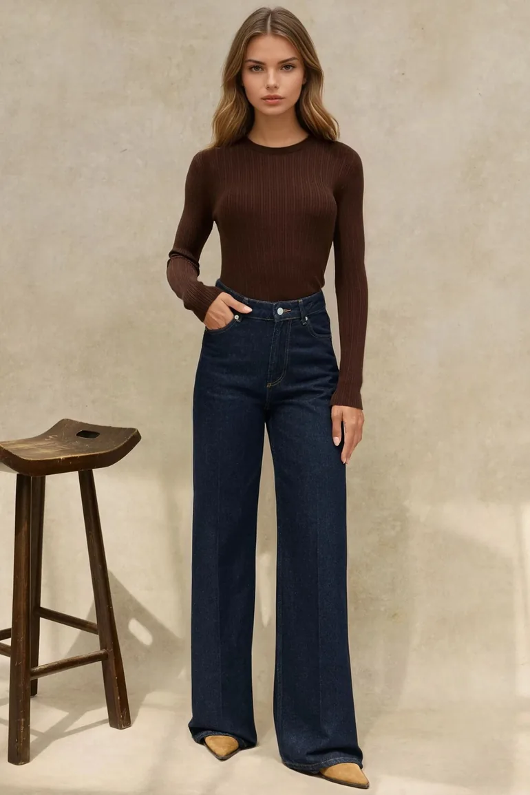 بنطلون دينيم جينز بأرجل عريضة