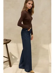 بنطلون دينيم جينز بأرجل عريضة - 4