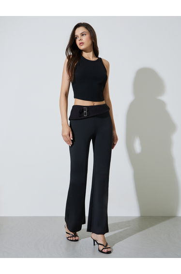 Black High Rise Flared Pants