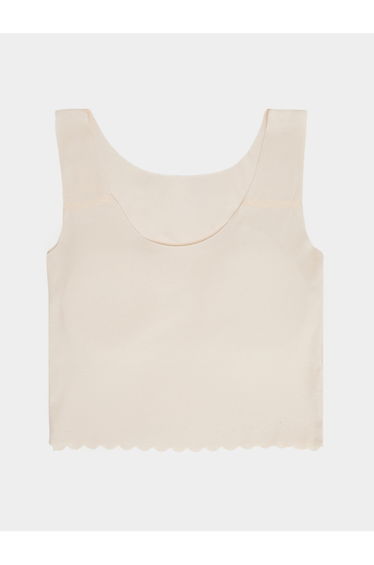 Teen Girls Scalloped Hem Vest with Light Padding