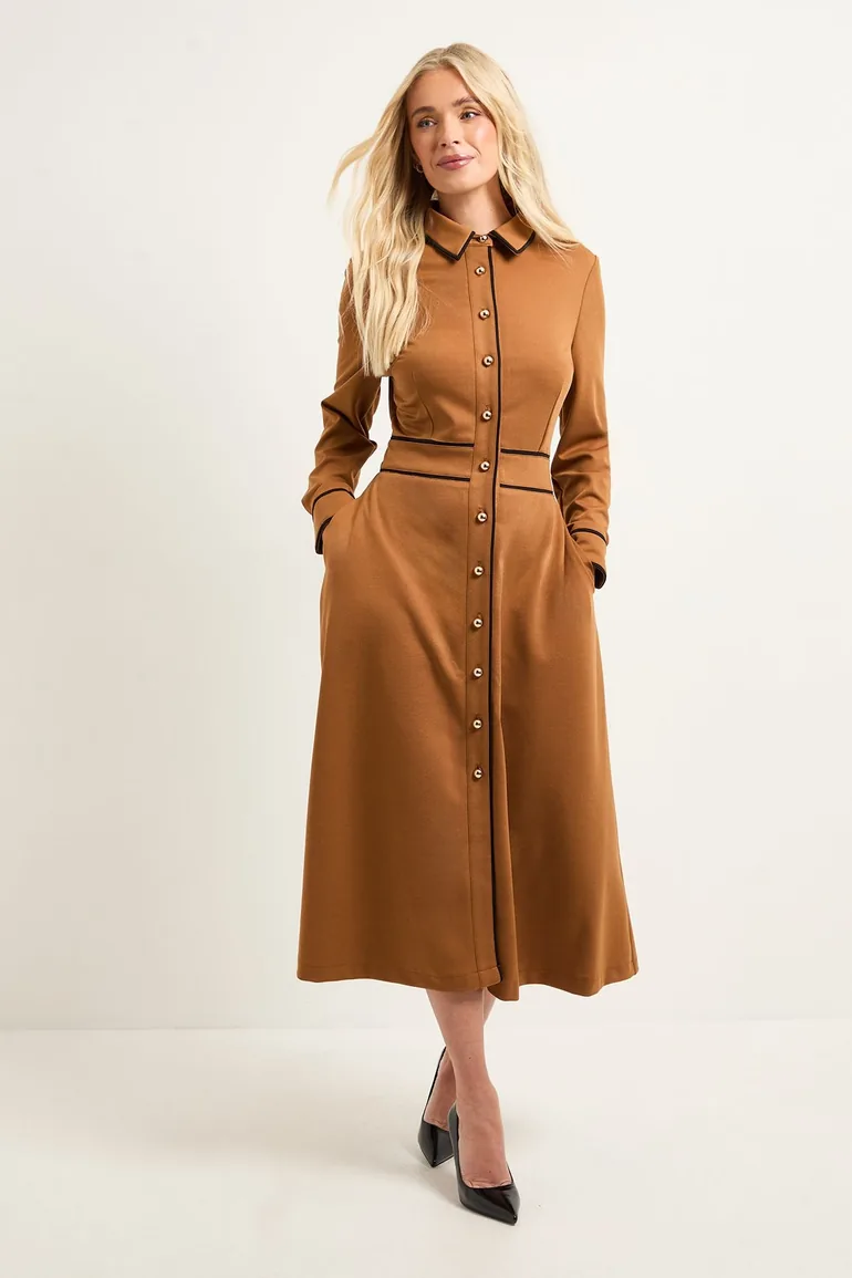 Petite Ponte Piping Detail Midi Dress Wallis Brown : Dresses : VogaCloset  Jordan