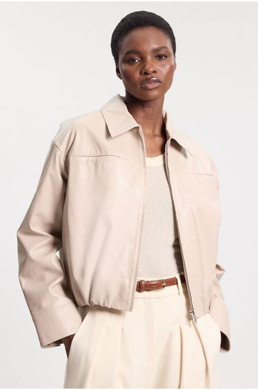 Leather Collared Bomber Jacket