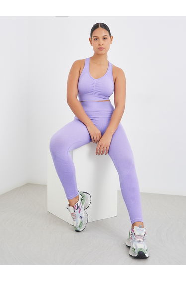 Seamless Front Scrunch Detail Sports Bra and Leggings Set