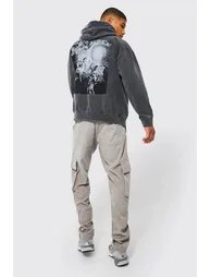 Oversized Washed Renaissance Graphic Hoodie - charcoal - 2