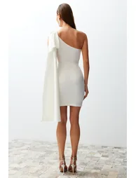 White Pearl Detailed Bow Wedding/Wedding Elegant Evening Dress - 4