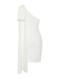 White Pearl Detailed Bow Wedding/Wedding Elegant Evening Dress - 7