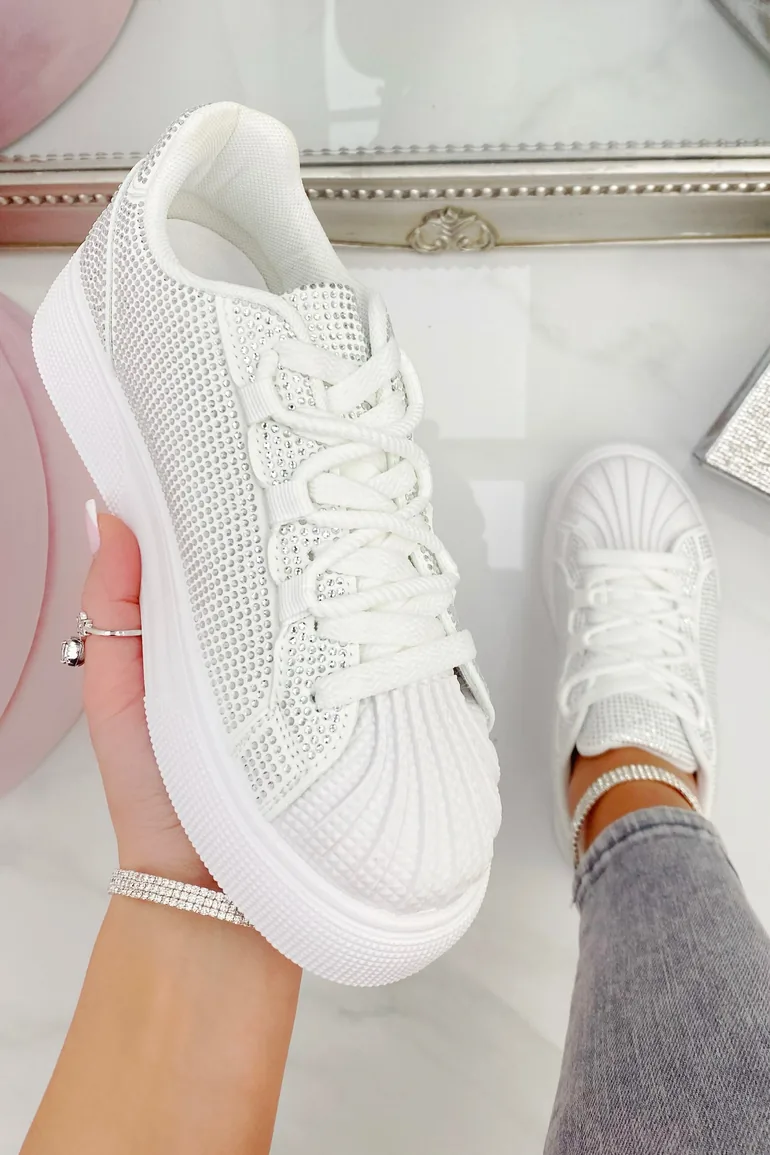 Lemonade Sparkly Crystal Eternal Trainers White - 4