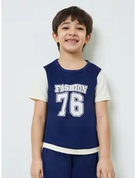 Boys Navy Graphic T-Shirt and Shorts Sport Set - 1