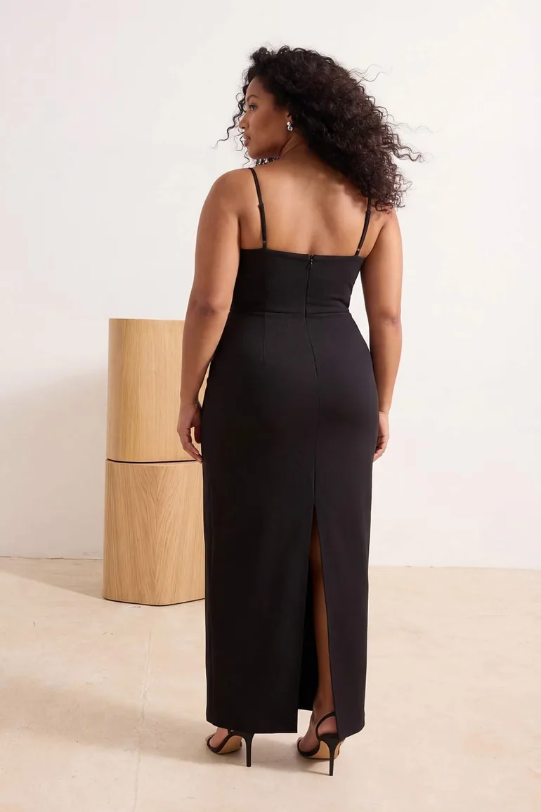 Black Finike Woven Plus Size Dress - 5