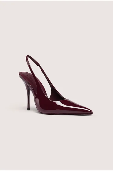 Sling-Back Heels in Maroon Red