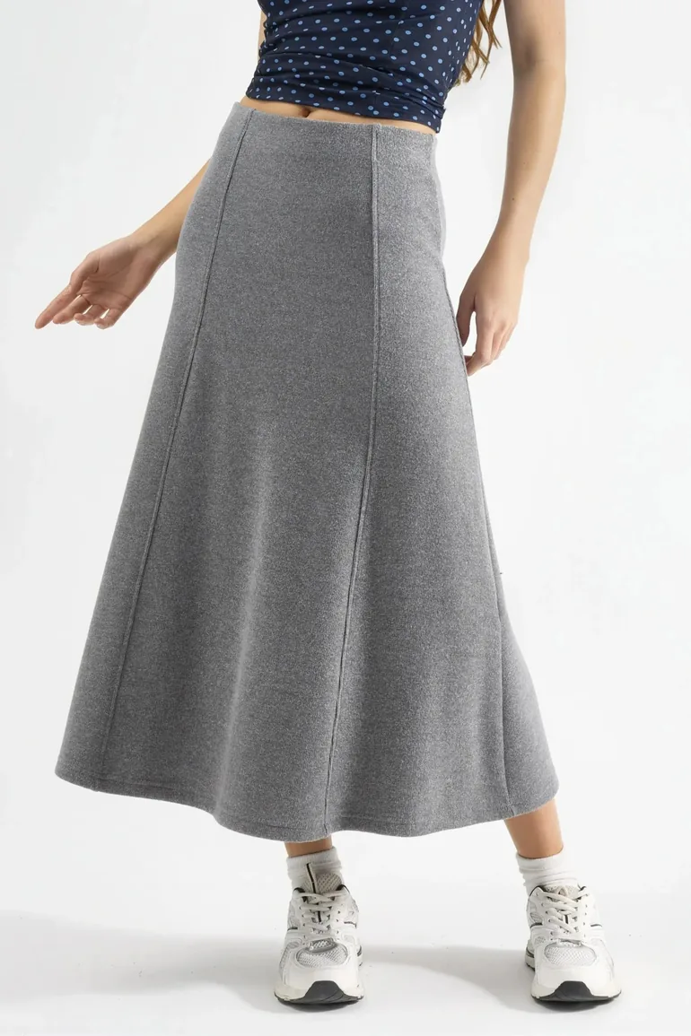 BUSEM Soft Textured A-Line Midi Skirt - 1