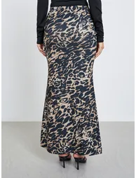 Animal Print Bodycon Maxi Skirt - 3