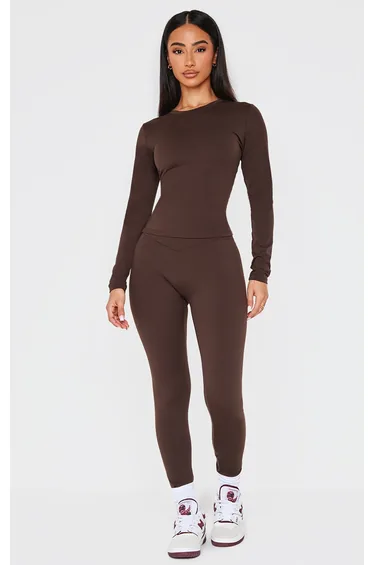 Petite Espresso Sculpt Wrap Waist Gym Legging