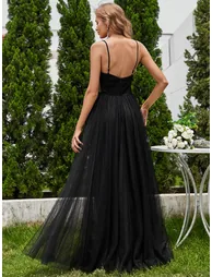 V-Neck A-Line Wedding Dress featuring Delicate Pearl Accents - 1