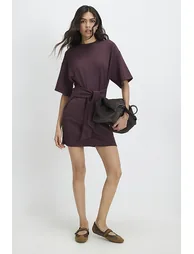 Purple Premium Tie Front Mini Dress