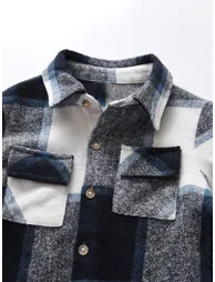 Checked Button Up Long Sleeve Jacket - 2