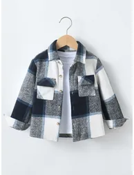 Checked Button Up Long Sleeve Jacket