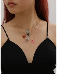 Pack of 6 - Butterfly Pendant Necklace