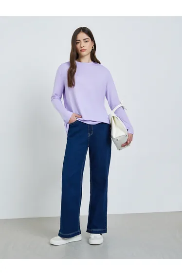 Purple Slogan Long Sleeve T-Shirt