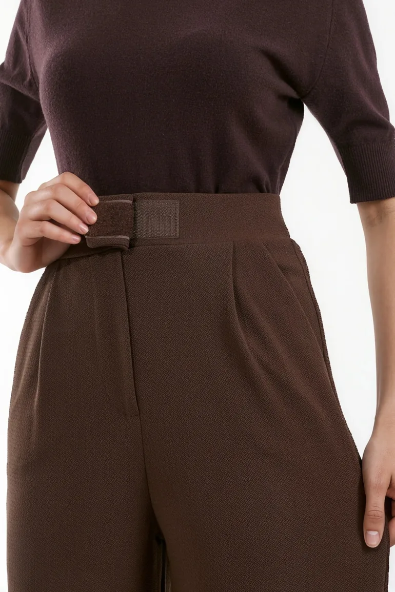 Women's Stretch Palazzo Pants with Velcro Closure - 4