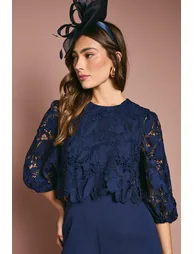 Lace Overlay Wide Leg Jumpsuit - 2