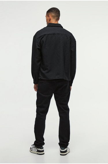 Oversized Leopard Jacquard Overshirt - black product thumbnail 2