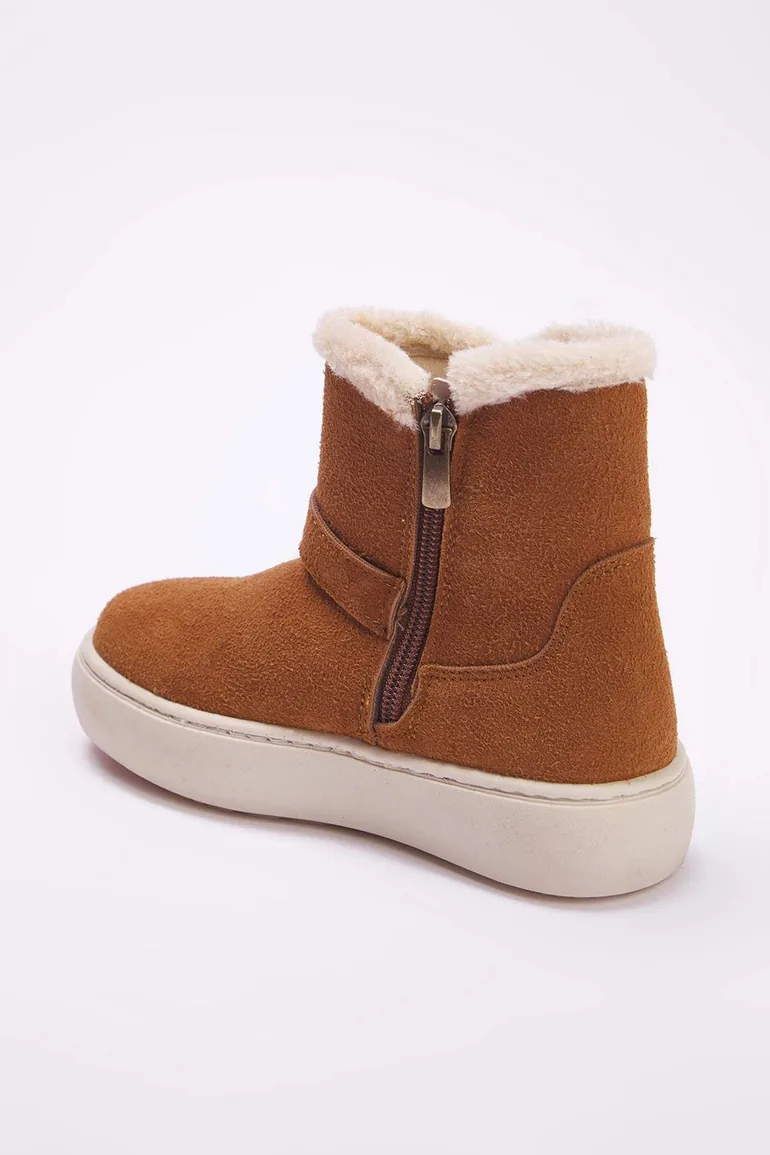 Tan Flat Sole Big Girl Kids Boots - 2