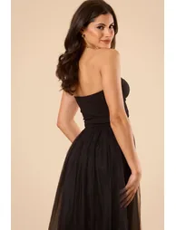 Kobe Tulle Midi Dress in Black - 1